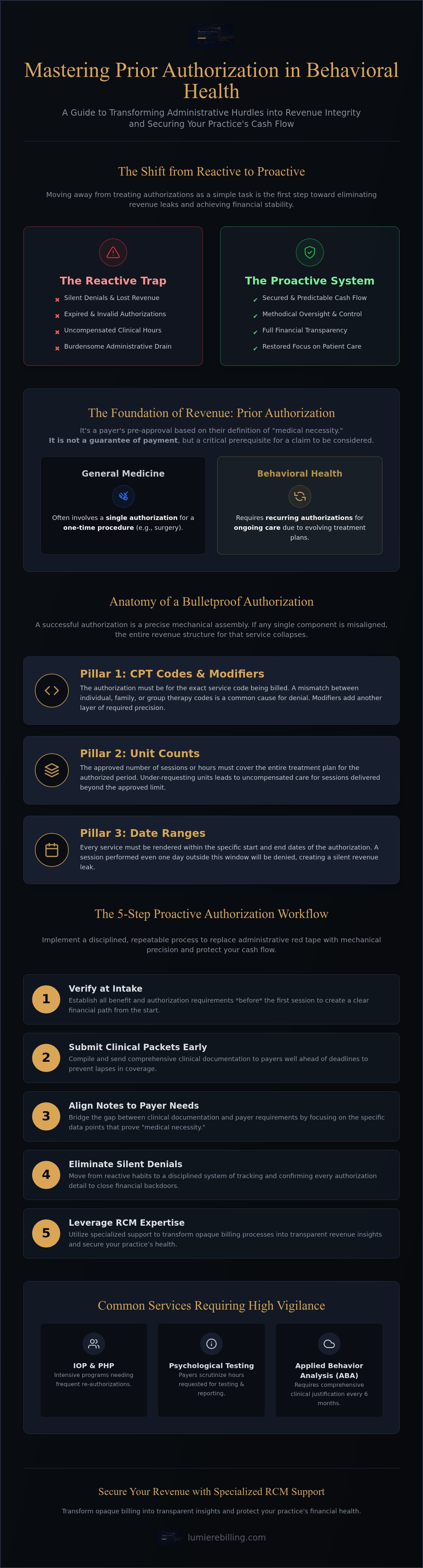 Prior Auth for Behavioral Health: Revenue Integrity Guide infographic